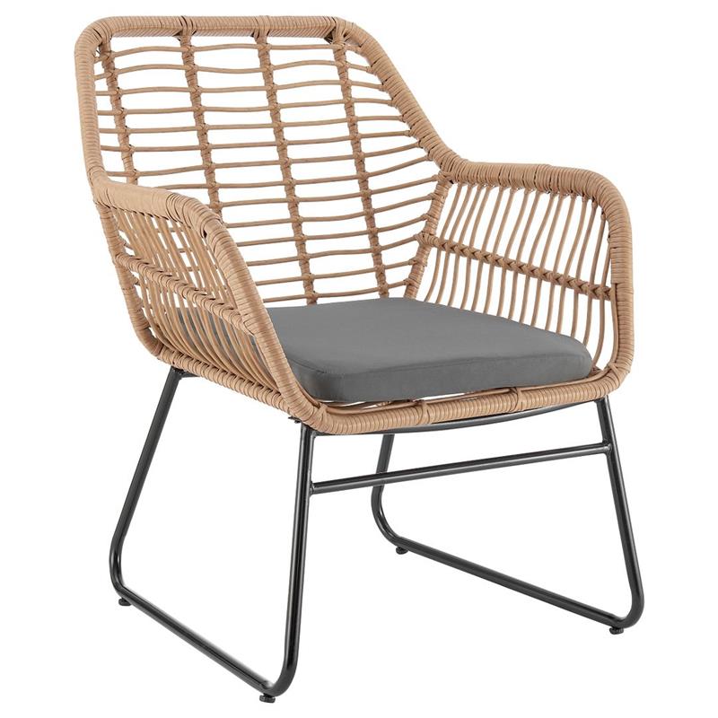 Manhattan Comfort Antibes 4-Piece Rattan Patio Conversation Set in Gray