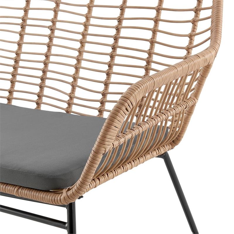 Manhattan Comfort Antibes 4-Piece Rattan Patio Conversation Set in Gray