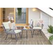 Manhattan Comfort Cannes 3-Piece Rattan Patio Conversation Set in Gray/Cream