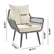 Manhattan Comfort Cannes 3-Piece Rattan Patio Conversation Set in Gray/Cream