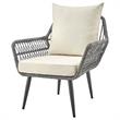 Manhattan Comfort Cannes 3-Piece Rattan Patio Conversation Set in Gray/Cream