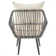 Manhattan Comfort Cannes 3-Piece Rattan Patio Conversation Set in Gray/Cream