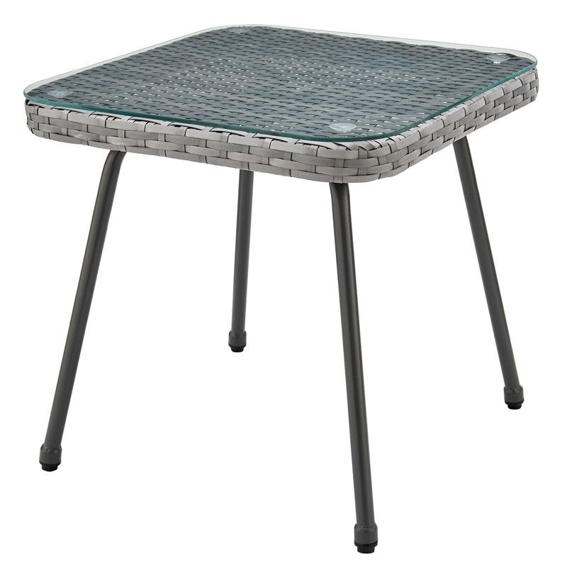 Manhattan Comfort Cannes 3-Piece Rattan Patio Conversation Set in Gray