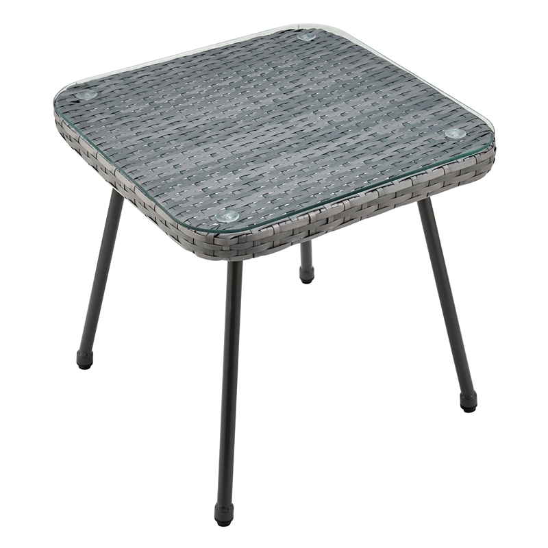 Manhattan Comfort Cannes 3-Piece Rattan Patio Conversation Set in Gray