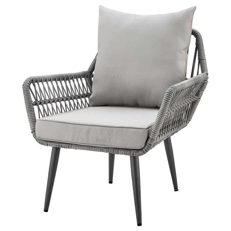 Manhattan Comfort Cannes 3-Piece Rattan Patio Conversation Set in Gray