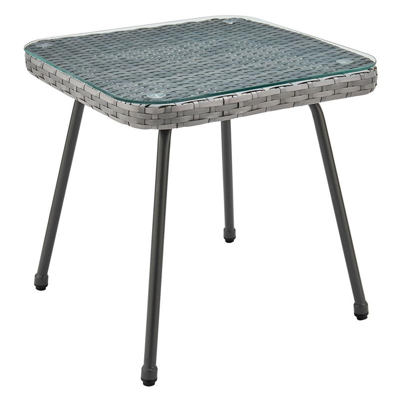 Manhattan Comfort Cannes 3-Piece Rattan Patio Conversation Set in Gray