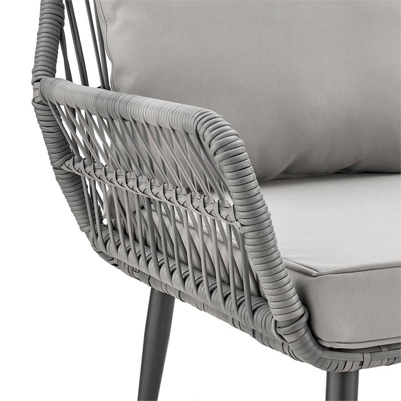Manhattan Comfort Cannes 3-Piece Rattan Patio Conversation Set in Gray