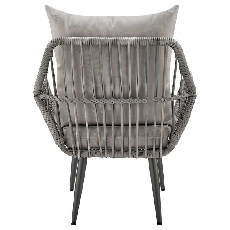 Manhattan Comfort Cannes 3-Piece Rattan Patio Conversation Set in Gray