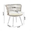 Manhattan Comfort Monaco 3-Piece Rattan Patio Conversation Set in Gray/Cream