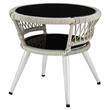 Manhattan Comfort Monaco 3-Piece Rattan Patio Conversation Set in Gray/Cream