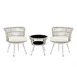 Manhattan Comfort Monaco 3-Piece Rattan Patio Conversation Set in Gray/Cream