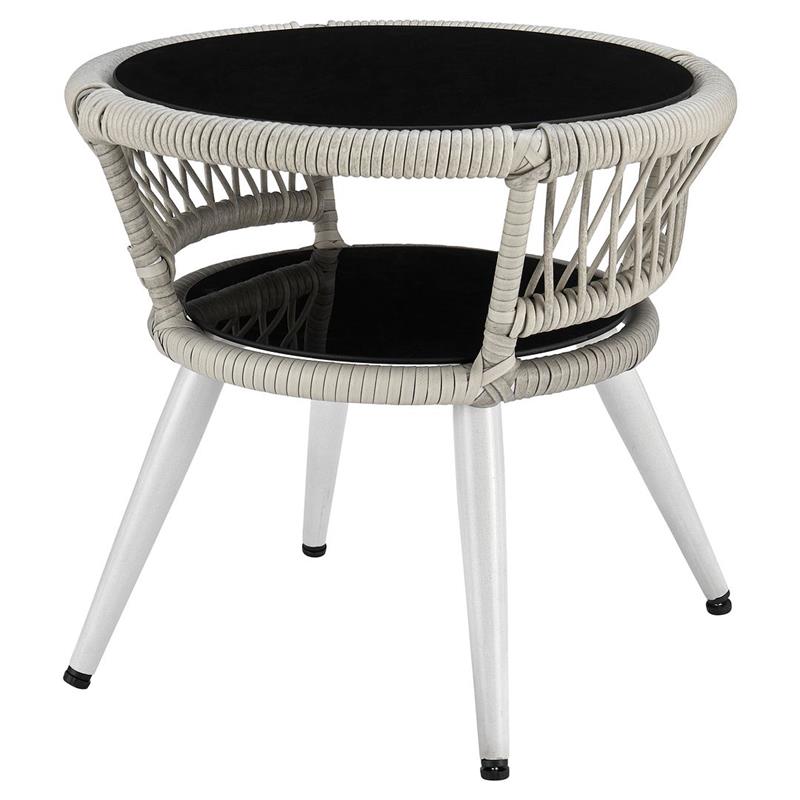 Manhattan Comfort Monaco 3-Piece Rattan Patio Conversation Set in Gray