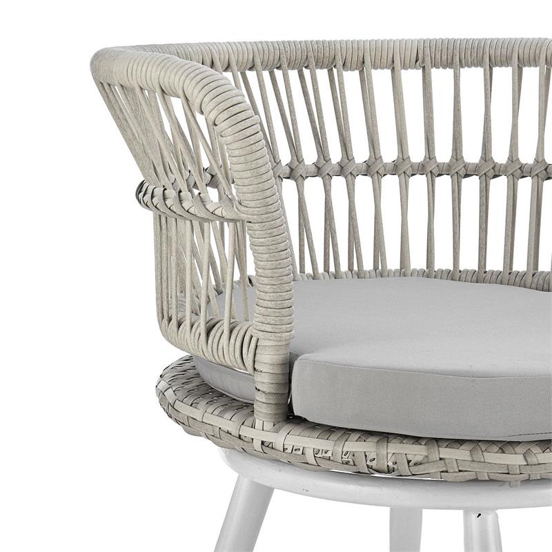 Manhattan Comfort Monaco 3-Piece Rattan Patio Conversation Set in Gray