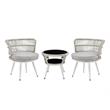 Manhattan Comfort Monaco 3-Piece Rattan Patio Conversation Set in Gray