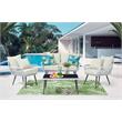 Manhattan Comfort Portofino 4-Piece Rattan Patio Conversation Set in Cream