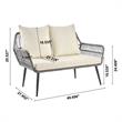 Manhattan Comfort Portofino 4-Piece Rattan Patio Conversation Set in Cream