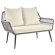 Manhattan Comfort Portofino 4-Piece Rattan Patio Conversation Set in Cream