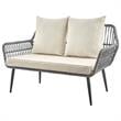 Manhattan Comfort Portofino 4-Piece Rattan Patio Conversation Set in Cream