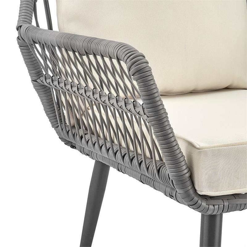 Manhattan Comfort Portofino 4-Piece Rattan Patio Conversation Set in Cream