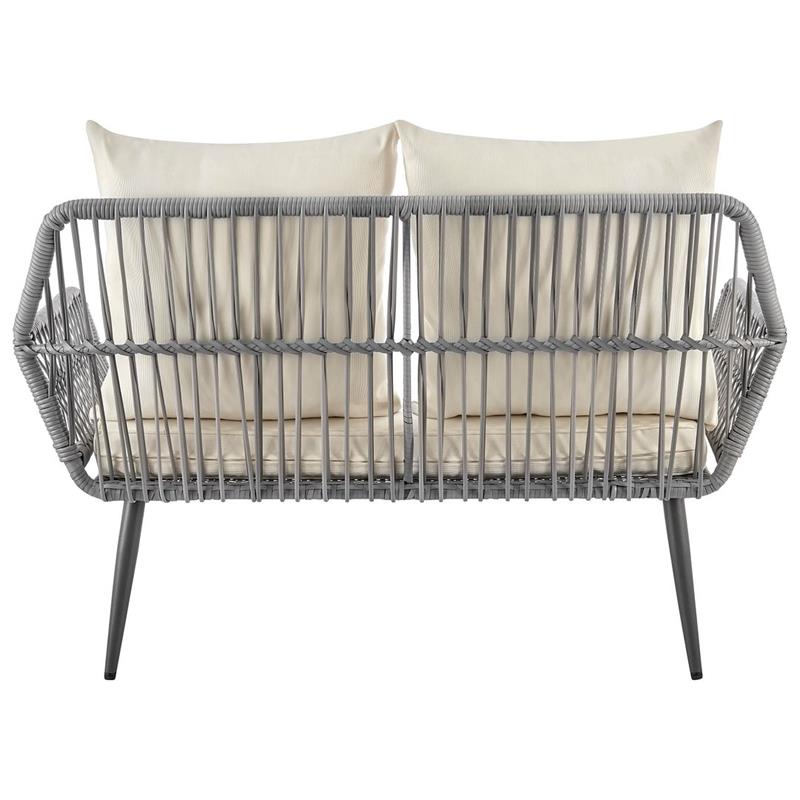 Manhattan Comfort Portofino 4-Piece Rattan Patio Conversation Set in Cream