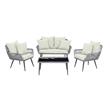 Manhattan Comfort Portofino 4-Piece Rattan Patio Conversation Set in Cream