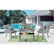 Manhattan Comfort Portofino 4-Piece Rattan Patio Conversation Set in Gray
