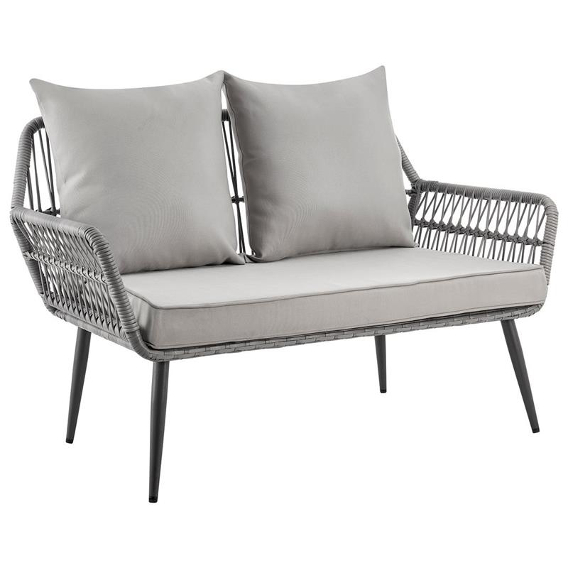 Manhattan Comfort Portofino 4-Piece Rattan Patio Conversation Set in Gray