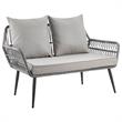 Manhattan Comfort Portofino 4-Piece Rattan Patio Conversation Set in Gray