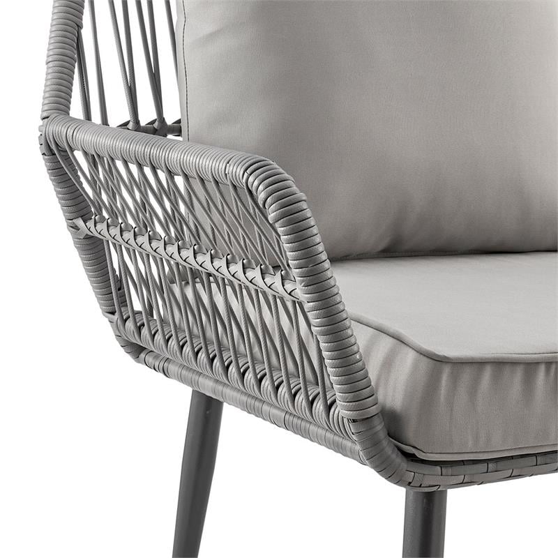 Manhattan Comfort Portofino 4-Piece Rattan Patio Conversation Set in Gray