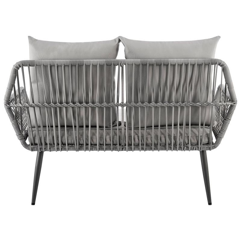 Manhattan Comfort Portofino 4-Piece Rattan Patio Conversation Set in Gray