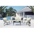 Manhattan Comfort Riviera 4-Piece 5-Seat Rattan Patio Conversation Set in Cream