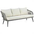 Manhattan Comfort Riviera 4-Piece 5-Seat Rattan Patio Conversation Set in Cream