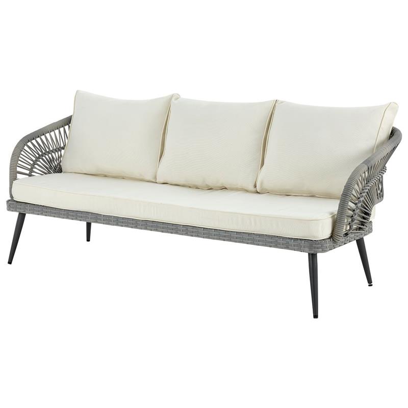 Manhattan Comfort Riviera 4-Piece 5-Seat Rattan Patio Conversation Set in Cream