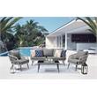 Manhattan Comfort Riviera 4-Piece 5-Seat Rattan Patio Conversation Set in Gray