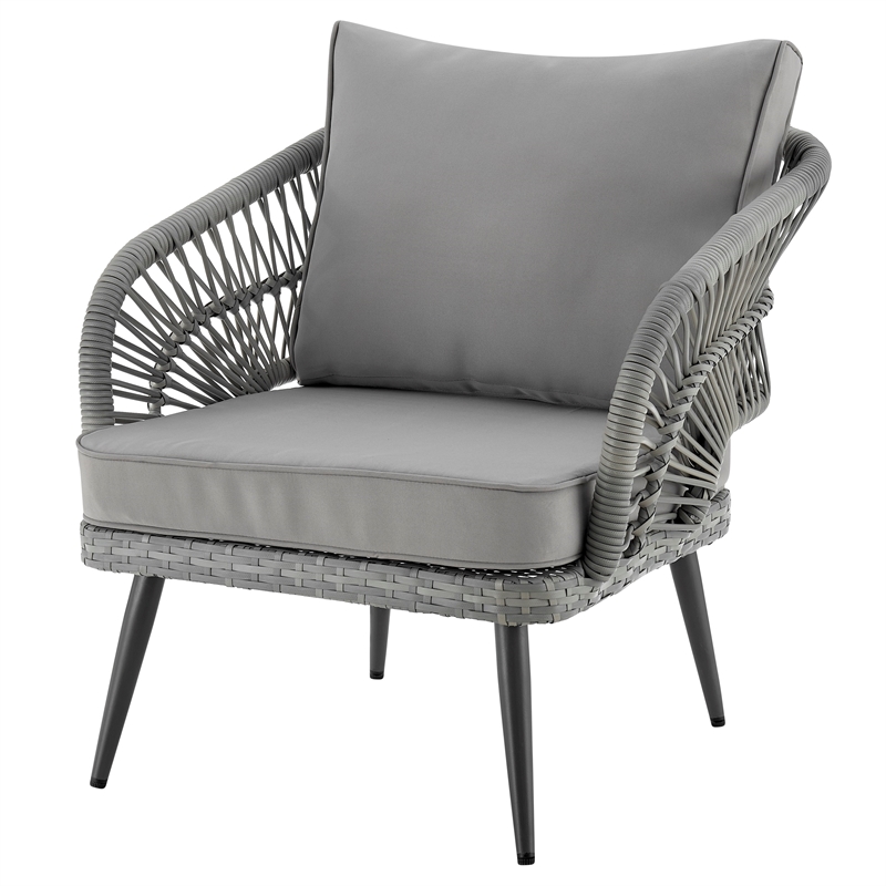 Manhattan Comfort Riviera 4-Piece 5-Seat Rattan Patio Conversation Set in Gray