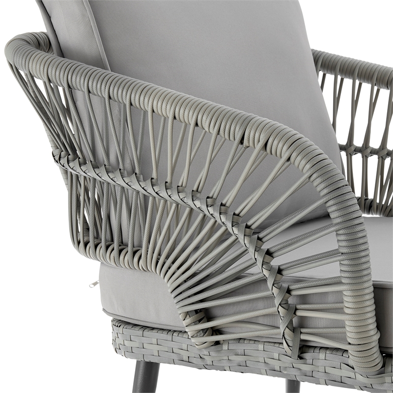 Manhattan Comfort Riviera 4-Piece 5-Seat Rattan Patio Conversation Set in Gray
