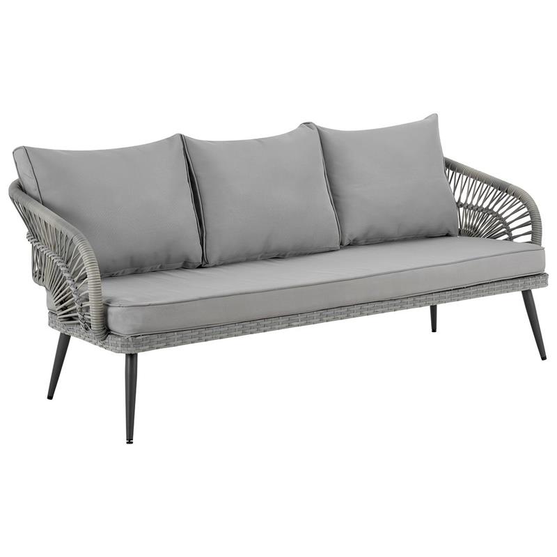 Manhattan Comfort Riviera 4-Piece 5-Seat Rattan Patio Conversation Set in Gray