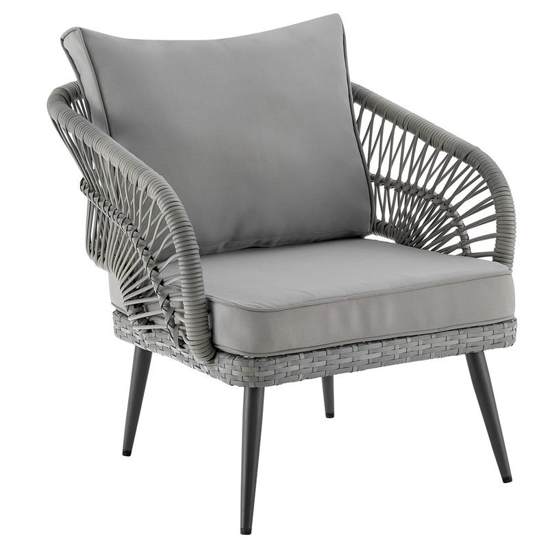 Manhattan Comfort Riviera 4-Piece 5-Seat Rattan Patio Conversation Set in Gray