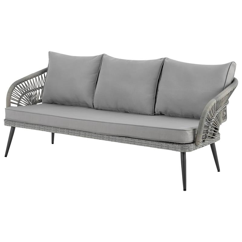 Manhattan Comfort Riviera 4-Piece 5-Seat Rattan Patio Conversation Set in Gray
