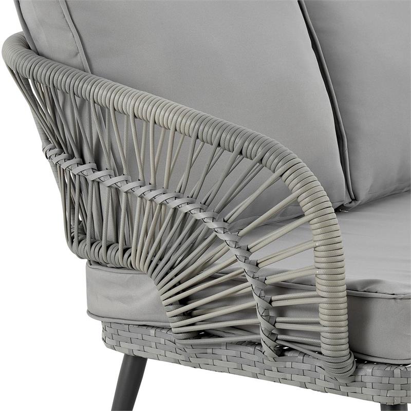 Manhattan Comfort Riviera 4-Piece 5-Seat Rattan Patio Conversation Set in Gray