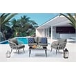 Manhattan Comfort Riviera 4-Piece 4-Seat Rattan Patio Conversation Set in Gray