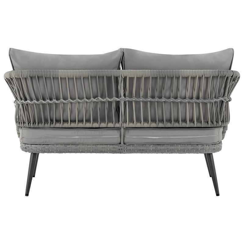 Manhattan Comfort Riviera 4-Piece 4-Seat Rattan Patio Conversation Set in Gray