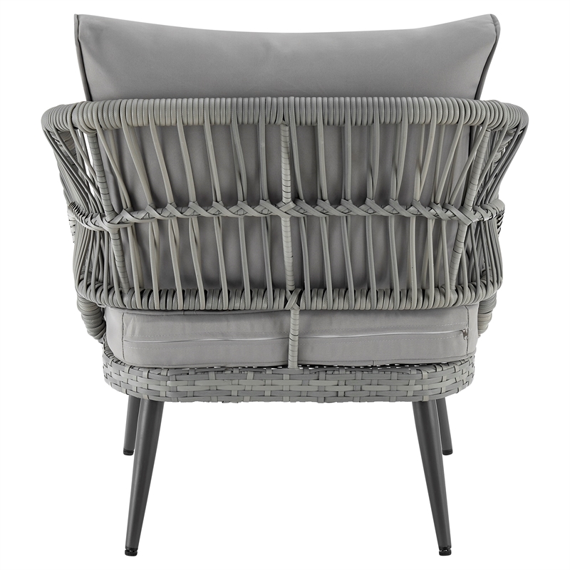 Manhattan Comfort Riviera 4-Piece 4-Seat Rattan Patio Conversation Set in Gray