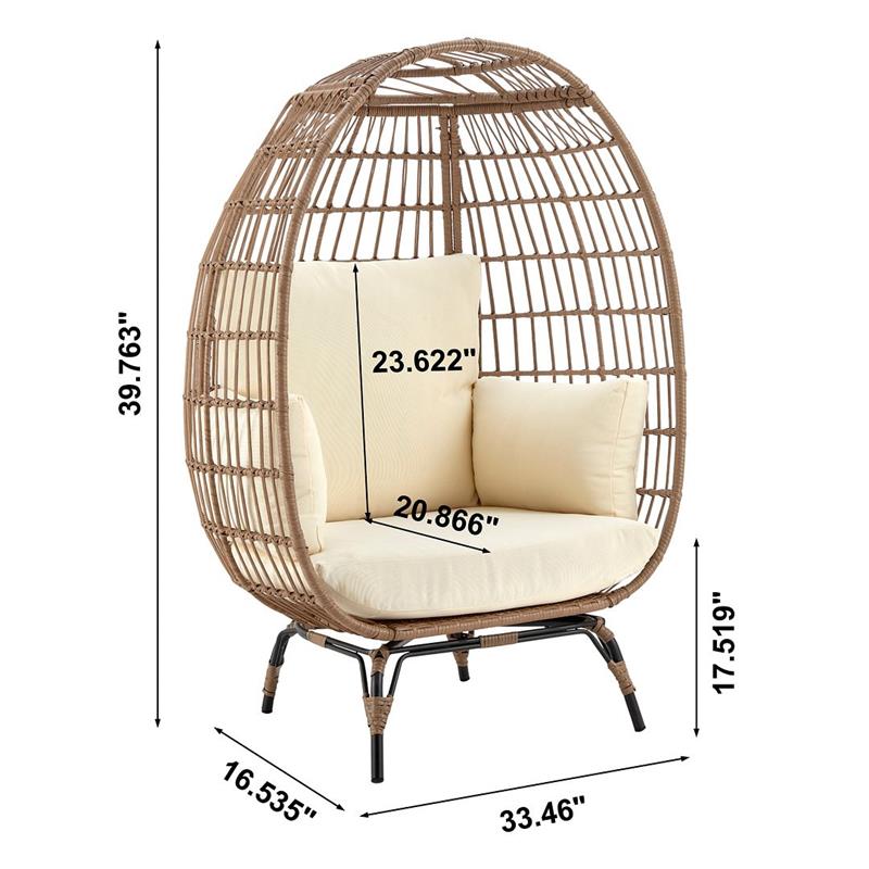 Manhattan Comfort Spezia Rattan Outdoor Egg Chair with Cushion in Brown/Cream