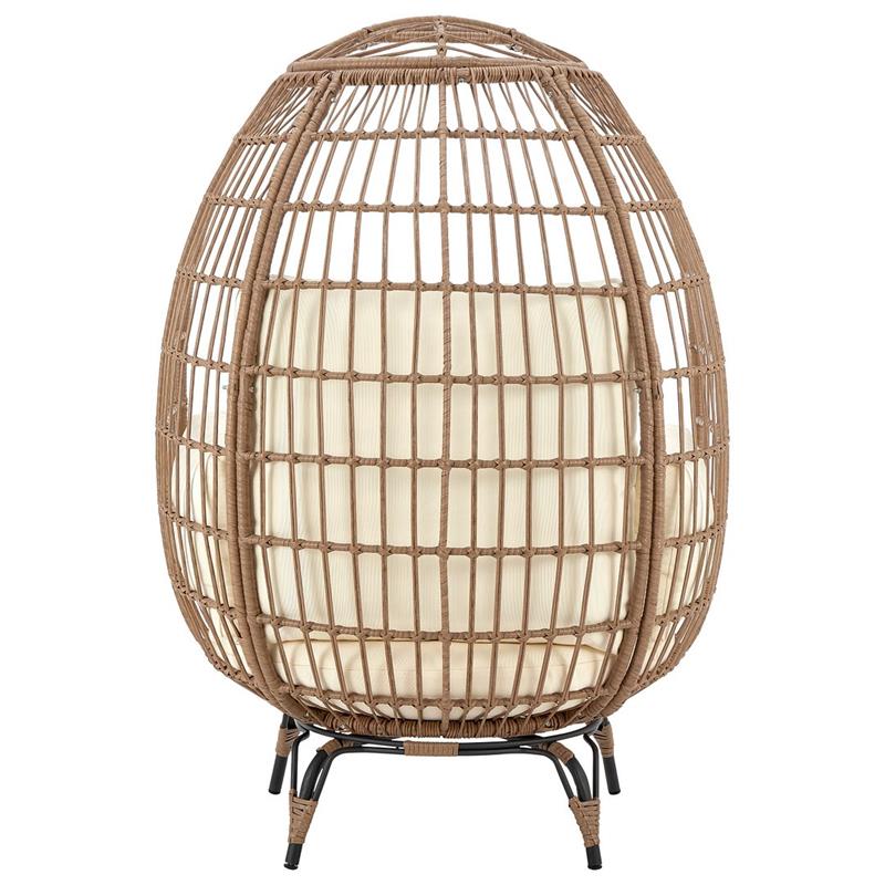 Manhattan Comfort Spezia Rattan Outdoor Egg Chair with Cushion in Brown/Cream