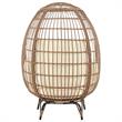 Manhattan Comfort Spezia Rattan Outdoor Egg Chair with Cushion in Brown/Cream