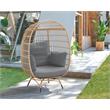 Manhattan Comfort Spezia Rattan Outdoor Egg Chair with Cushion in Brown/Gray