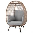 Manhattan Comfort Spezia Rattan Outdoor Egg Chair with Cushion in Brown/Gray