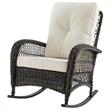 Manhattan Comfort Furttuo Rattan Outdoor Rocking Chair with Cushion - Gray/Cream