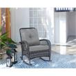 Manhattan Comfort Furttuo Rattan Outdoor Rocking Chair with Cushion in Gray